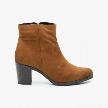 Botine damă elegante din piele naturală - 414 Maro Velur