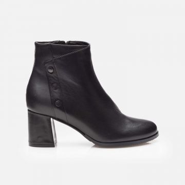 Botine damă elegante din piele naturală, Leofex - 347 C Negru Box