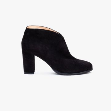 Botine elegante damă din piele naturală - 200 Negru Velur