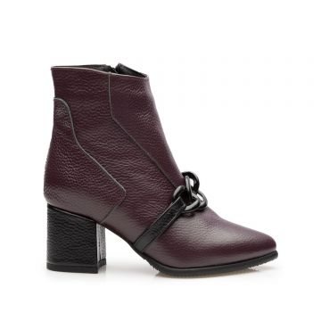 Botine elegante damă din piele naturală - 21193 Mov Inchis