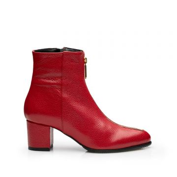 Botine elegante dama din piele naturala - 2120 Rosu box