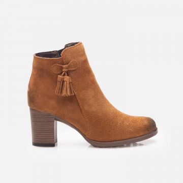 Botine elegante din piele naturală, damă – 426 Cognac Velur