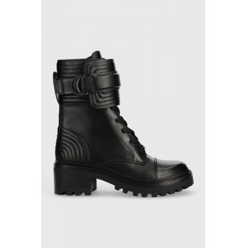 Dkny botine Basia femei, culoarea negru, cu toc drept Dkny botine Basia femei, culoarea negru, cu toc drept