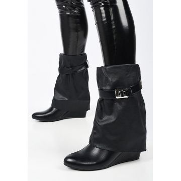 Botine cu platforma negre Madora