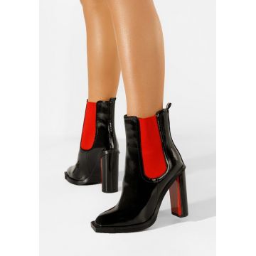 Botine cu toc gros negre Greta