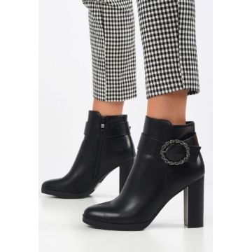 Botine cu toc negre Shivia