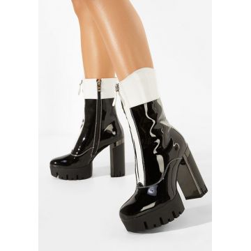 Botine cu toc si platforma negre Tavira