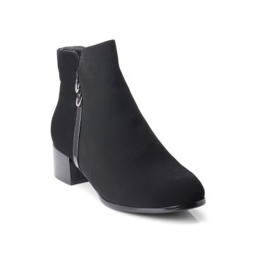 Botine dama din piele ecologica imblanite Negre Oliviana Marimea 38