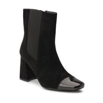 Botine dama elegante din piele ecologica intoarsa Negre Elania Marimea 37