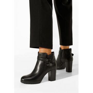 Botine piele negre Atamaria