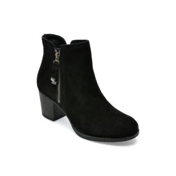 Botine SKECHERS negre, TAXI, din piele intoarsa