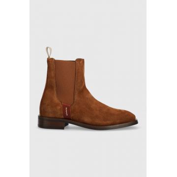 Gant botine din piele intoarsa Fayy femei, culoarea maro, cu toc plat Gant botine din piele intoarsa Fayy femei, culoarea maro, cu toc plat