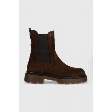 Gant botine din piele intoarsa Meghany femei, culoarea maro, cu platforma Gant botine din piele intoarsa Meghany femei, culoarea maro, cu platforma