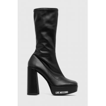 Love Moschino botine femei, culoarea negru, cu toc drept, JA2607CG1HIEZ000