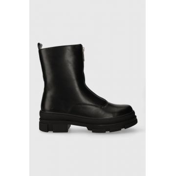 Answear Lab botine femei, culoarea negru, cu toc plat