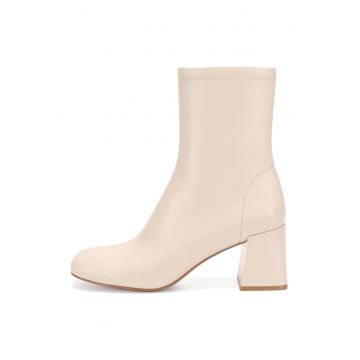 Botine din piele cu toc masiv