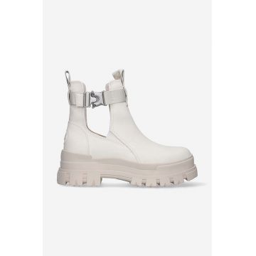 Buffalo botine culoarea gri, cu toc plat