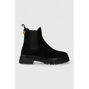 Gant botine din piele intoarsa Aligrey femei, culoarea negru, cu toc plat, 27553441.G00