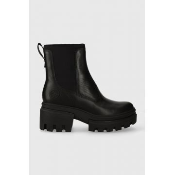 Timberland botine Everleigh Boot Chelsea femei, culoarea negru, cu platforma, TB0A5YFR0151