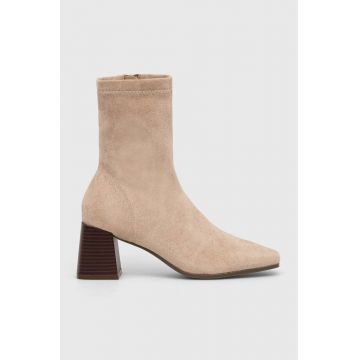 Answear Lab botine femei, culoarea bej, cu toc drept