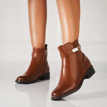 Botine dama Imblanite Camel din Piele Ecologica Irelewa A7337