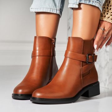 Botine dama Imblanite Camel din Piele Ecologica Makana A7420