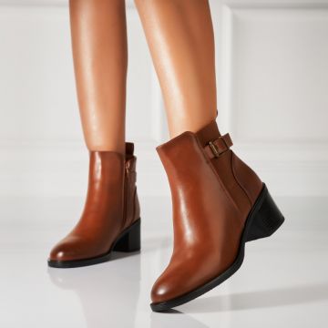 Botine dama Imblanite Camel din Piele Ecologica Szyriel