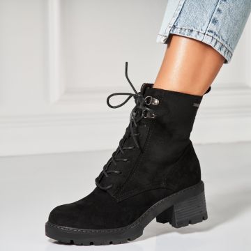 Botine dama Imblanite Negre din Piele Ecologica Intoarsa Kudra