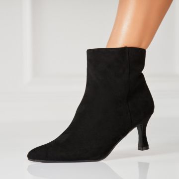 Botine dama Imblanite Negre din Piele Ecologica Intoarsa Ozoe