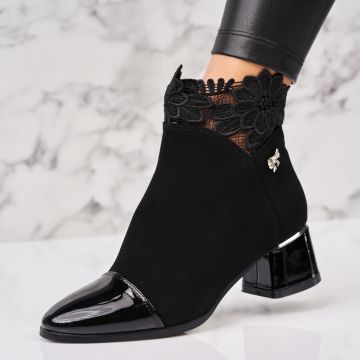 Botine dama Imblanite Negre din Piele Ecologica Intoarsa Shandra Botine dama Imblanite Negre din Piele Ecologica Intoarsa Shandra