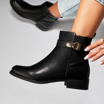 Botine dama Imblanite Negre din Piele Ecologica Irelewa
