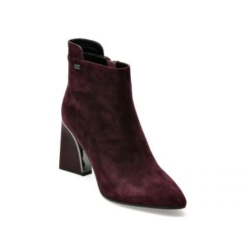 Botine EPICA mov, F630036, din piele intoarsa