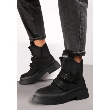 Botine Piele întoarsă ecologică neagră