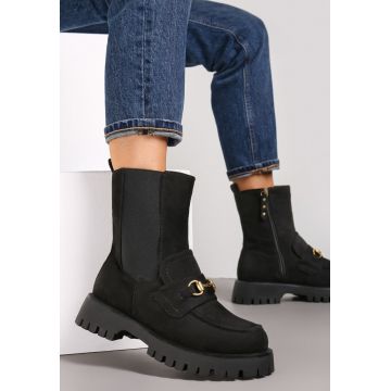 Botine Piele întoarsă ecologică neagră