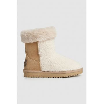 Ghete de piele intoarsa cu garnituri de blana shearling sintetica