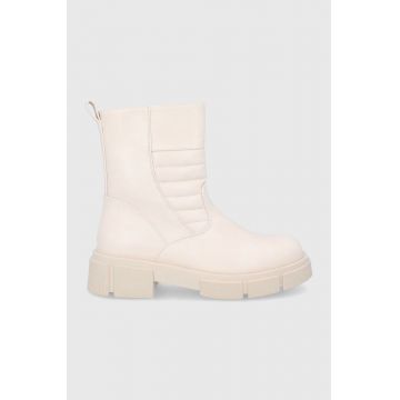 Answear Lab Botine femei, culoarea bej, cu toc plat, izolare usoara