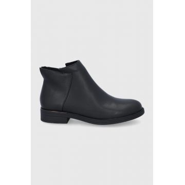 Answear Lab Botine femei, culoarea negru, cu toc plat, izolare usoara