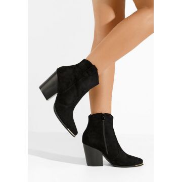 Botine cu toc gros Fresca negre