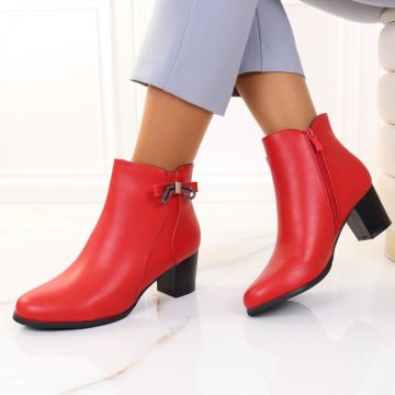Botine cu toc patrat rosii Ramona Botine cu toc patrat rosii Ramona