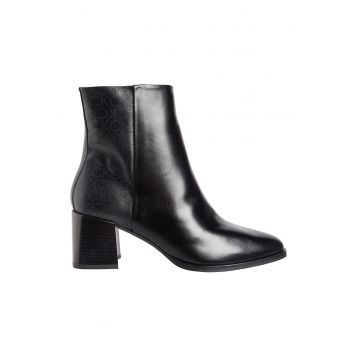 Botine de piele cu segmente cu monograma