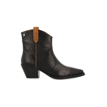Botine de piele cu toc cubanez Sylte