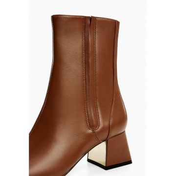 Botine de piele cu toc masiv Carlo