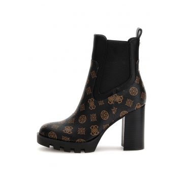 Botine de piele ecologica cu model monograma