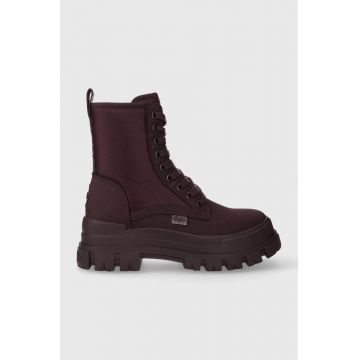 Buffalo botine Aspha Com2 Laceup Mid femei, culoarea bordo, cu platforma, 1622296