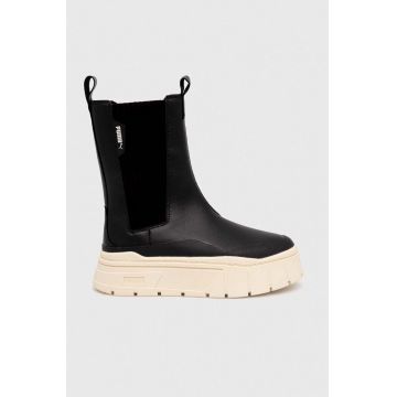 Puma botine Mayze Stack Chelsea Winter Wns femei, culoarea negru, cu platforma, izolare usoara