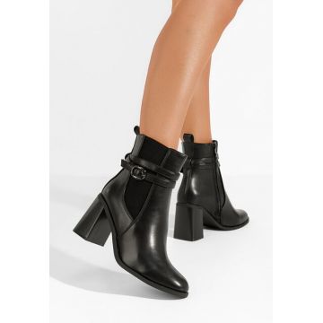 Botine cu toc gros Yvresse negre