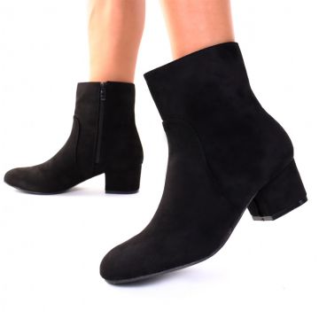 Botine piele ecologica intoarsa negre Genesia