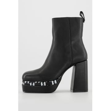 Botine de piele cu toc masiv