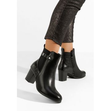 Botine cu toc gros Marjeta negre