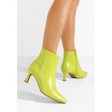 Botine cu toc subtire Kaina verzi neon